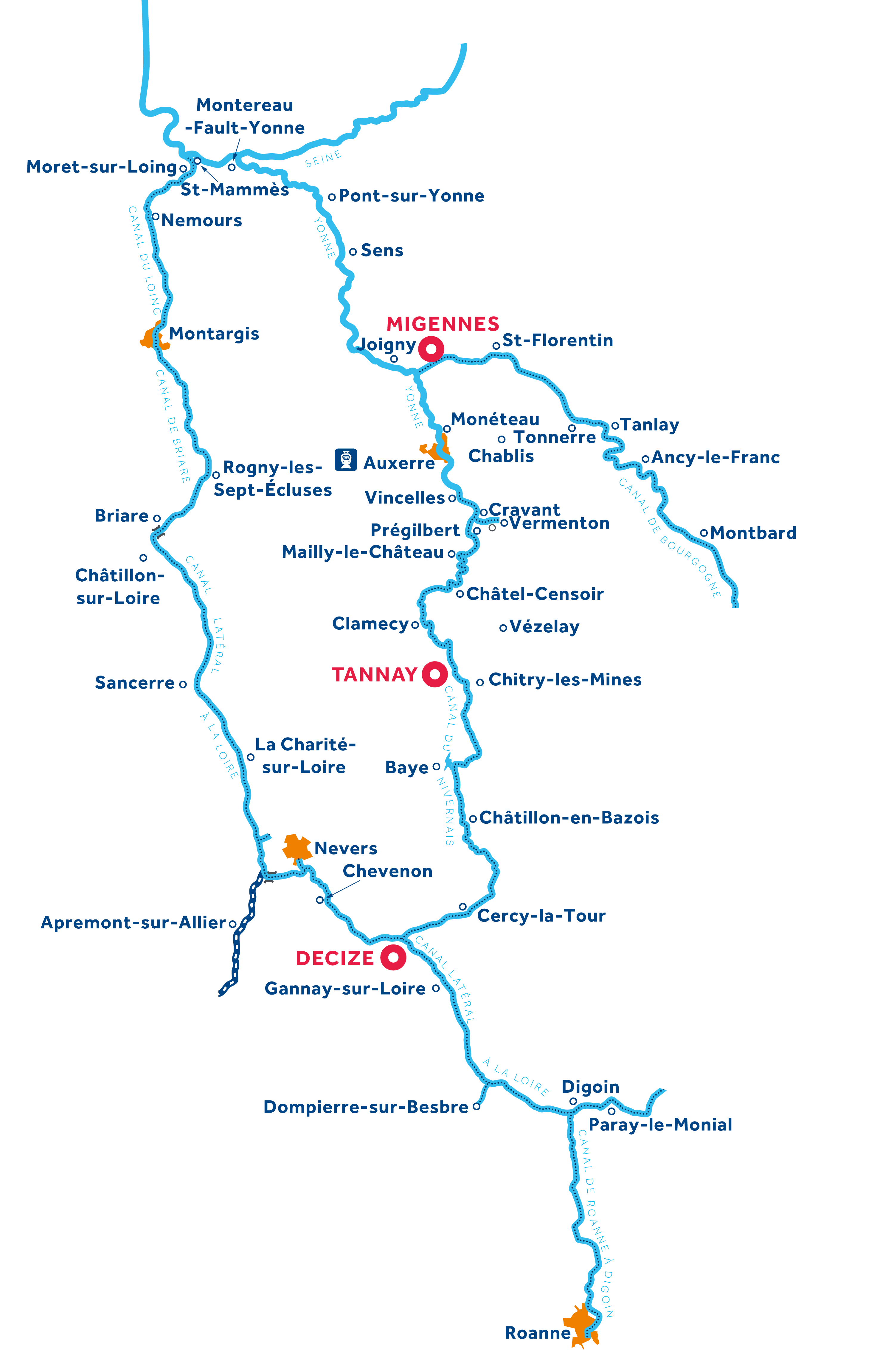 Burgundy Nivernais Loire map
